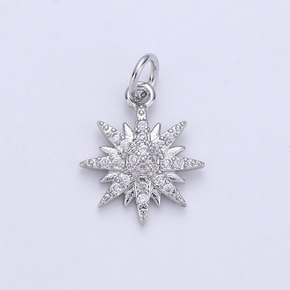 24K Gold filled Snowflake Snow Crystal Dainty Charm with Micro Pave Cubic Zirconia CZ Stone for Necklace or Bracelet,C-901 - DLUXCA