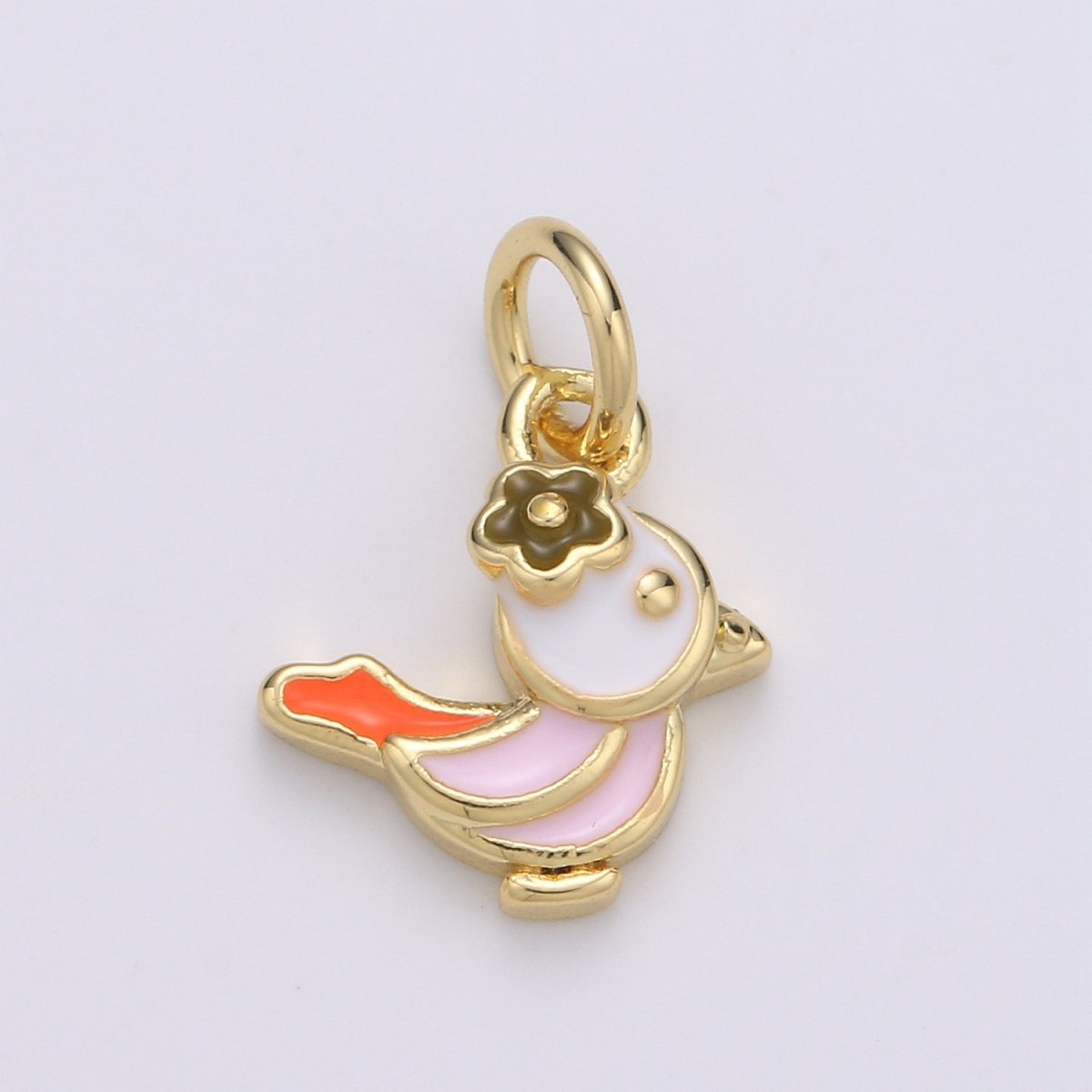 24K Gold Filled Soft Pink Chicken Charm D-932 - DLUXCA