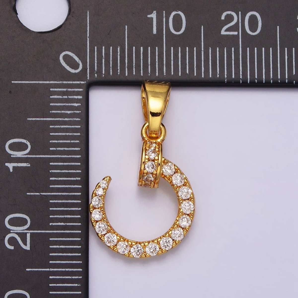 24K Gold Filled Spiral Needle Nail Micro Paved CZ Pendant in Gold & Silver | AA475 AA476 - DLUXCA