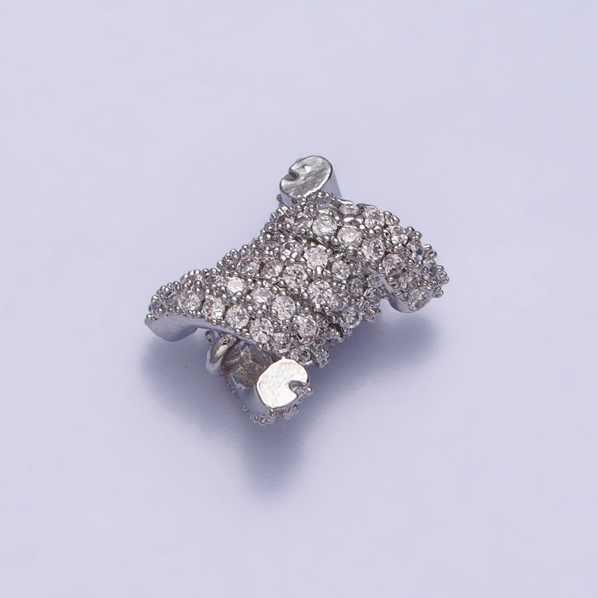 24K Gold Filled Spiral Tube Clear Micro Paved CZ Connector in Gold & Silver | AA808 AA809 - DLUXCA