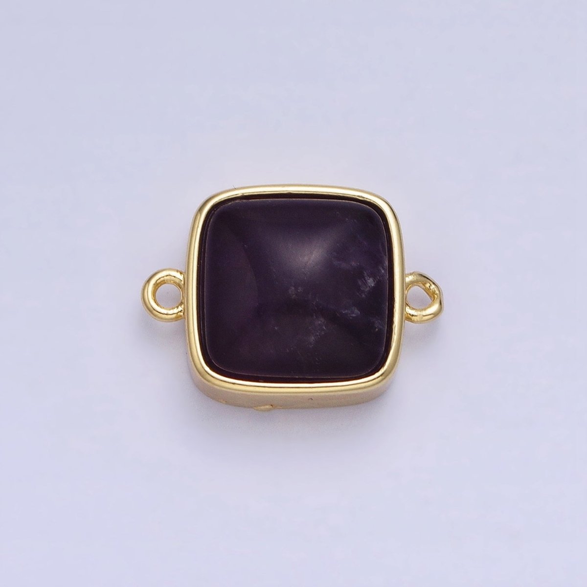 24K Gold Filled Square Labradorite, Blue Agate, Aventurine, Amethyst, Onyx, Rose Quartz, Moonstone, Tiger Eye Connector | AA937 - AA944 - DLUXCA