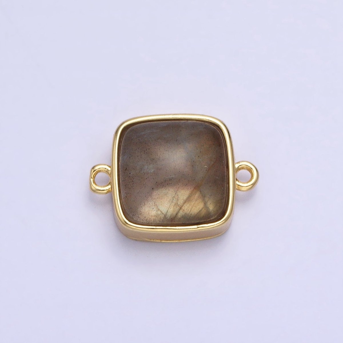24K Gold Filled Square Labradorite, Blue Agate, Aventurine, Amethyst, Onyx, Rose Quartz, Moonstone, Tiger Eye Connector | AA937 - AA944 - DLUXCA