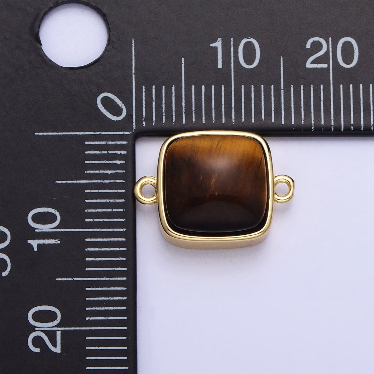 24K Gold Filled Square Labradorite, Blue Agate, Aventurine, Amethyst, Onyx, Rose Quartz, Moonstone, Tiger Eye Connector | AA937 - AA944 - DLUXCA