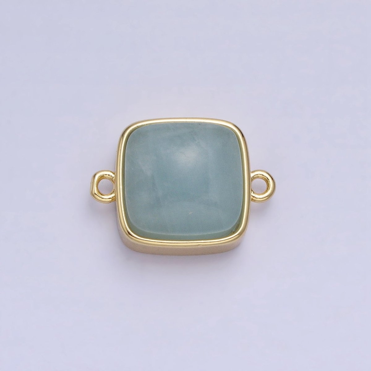 24K Gold Filled Square Labradorite, Blue Agate, Aventurine, Amethyst, Onyx, Rose Quartz, Moonstone, Tiger Eye Connector | AA937 - AA944 - DLUXCA