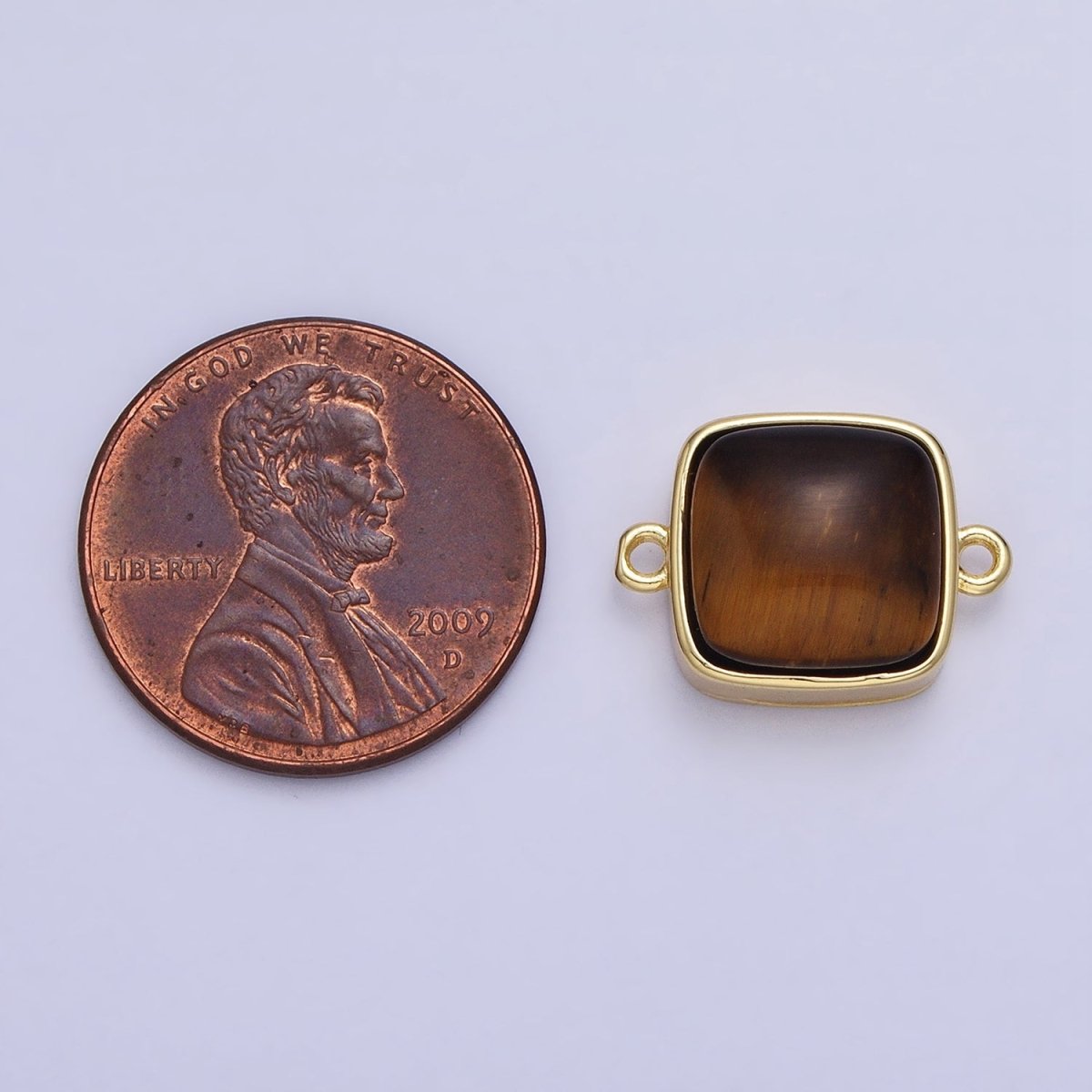 24K Gold Filled Square Labradorite, Blue Agate, Aventurine, Amethyst, Onyx, Rose Quartz, Moonstone, Tiger Eye Connector | AA937 - AA944 - DLUXCA