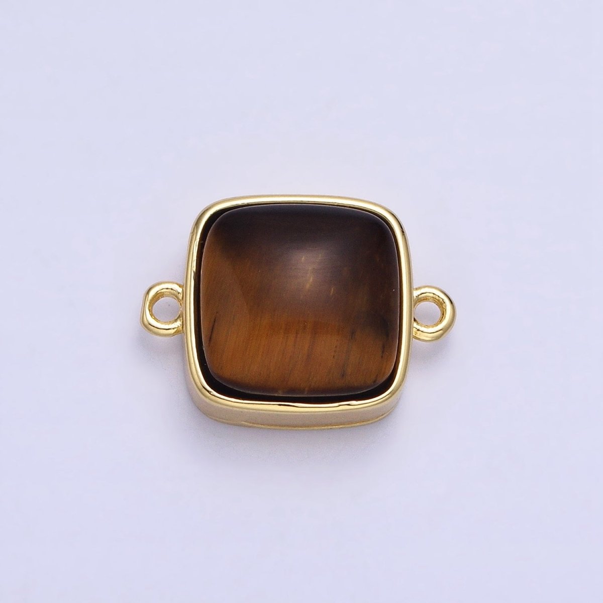 24K Gold Filled Square Labradorite, Blue Agate, Aventurine, Amethyst, Onyx, Rose Quartz, Moonstone, Tiger Eye Connector | AA937 - AA944 - DLUXCA