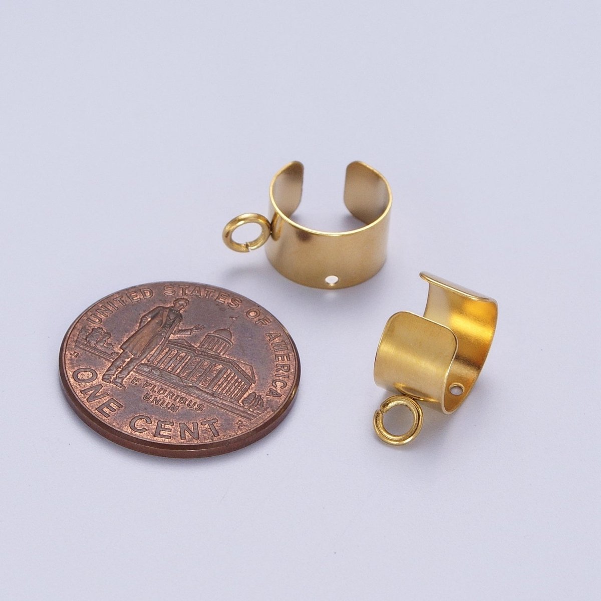 24K Gold Filled Stainless Steel Open Loop Wide Band Ear Cuff Earrings Supply | K-207 - DLUXCA