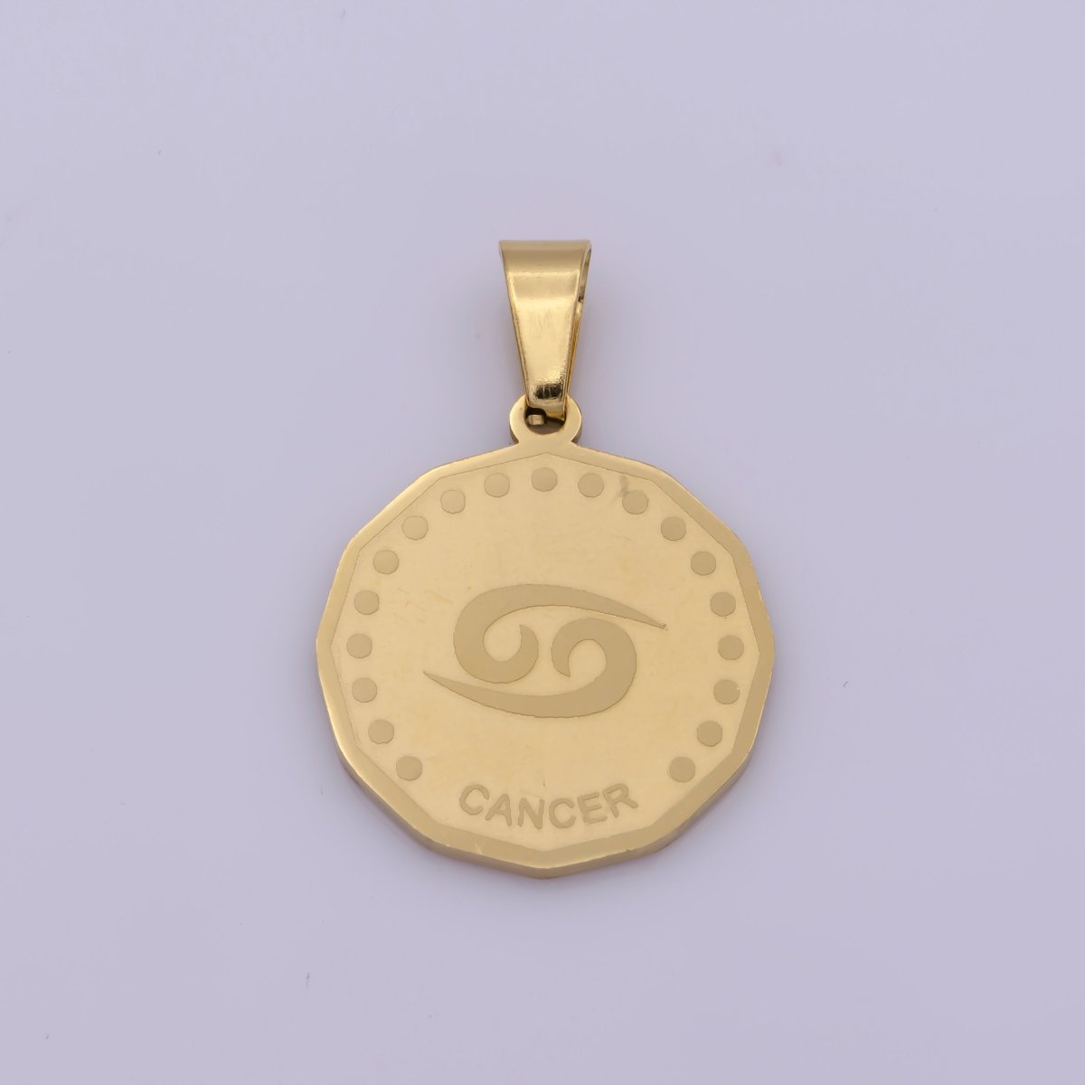 24K Gold Filled Stainless Steel Zodiac Horoscope Sign Gold Medallion Pendant | A-768-A-779 - DLUXCA