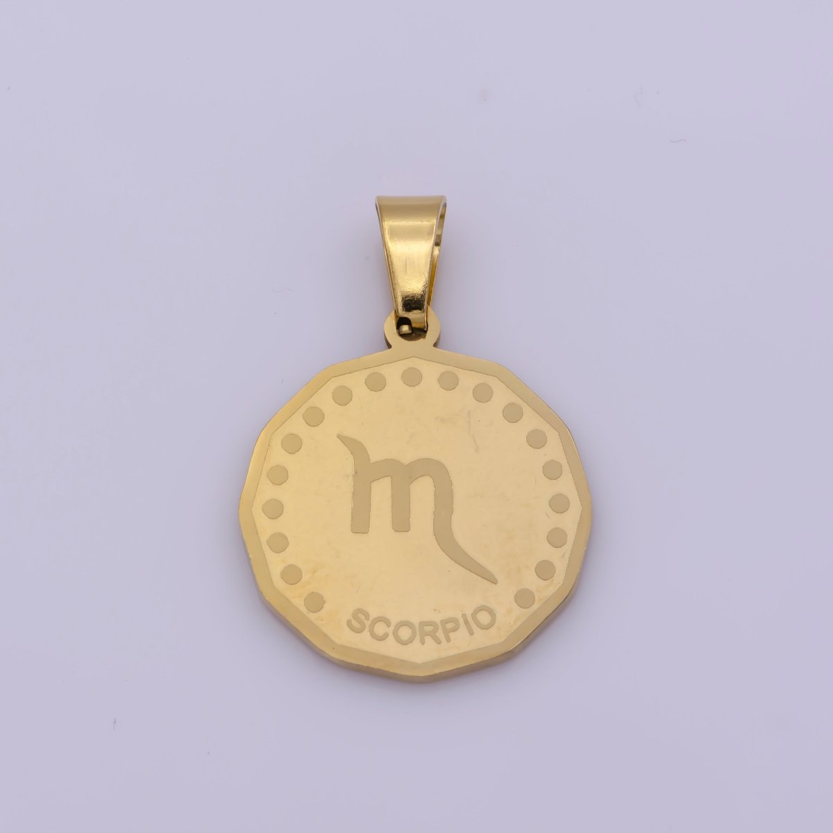24K Gold Filled Stainless Steel Zodiac Horoscope Sign Gold Medallion Pendant | A-768-A-779 - DLUXCA