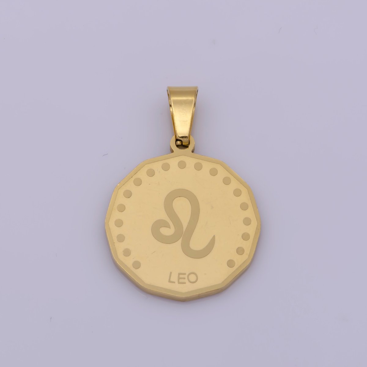 24K Gold Filled Stainless Steel Zodiac Horoscope Sign Gold Medallion Pendant | A-768-A-779 - DLUXCA