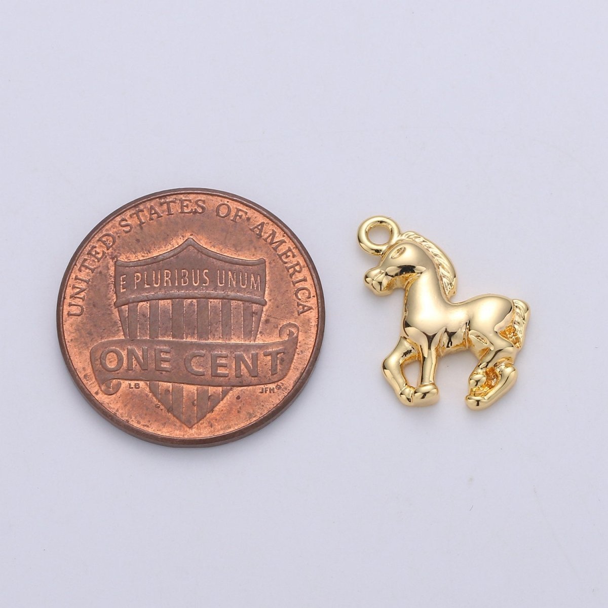 24K Gold Filled Stallion Horse Dainty Charm Beautiful Animal for Necklace or Bracelet C-892 - DLUXCA