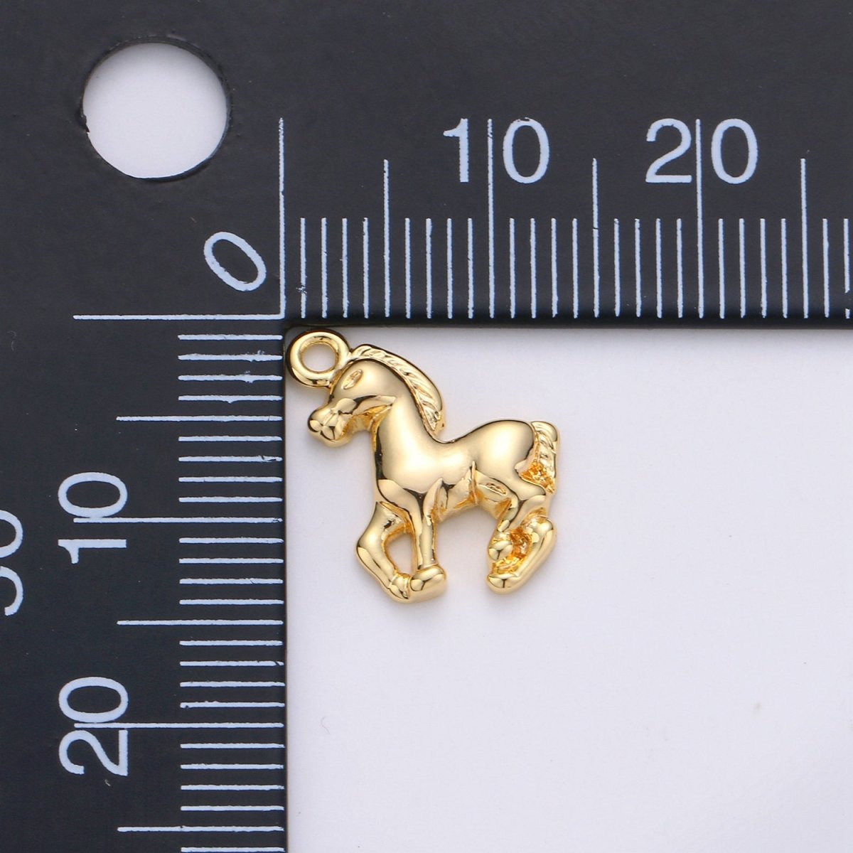 24K Gold Filled Stallion Horse Dainty Charm Beautiful Animal for Necklace or Bracelet C-892 - DLUXCA