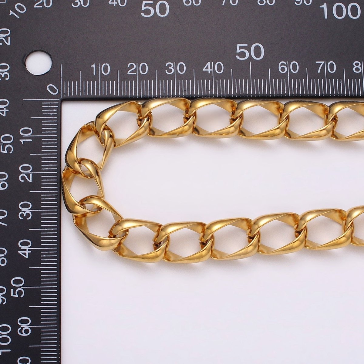 24k Gold Filled Statement Chunky Chain 10.7mm Cable Chain Link Unfinished Yard Chain in Gold & Silver | ROLL-1324 ROLL-1325 Clearance Pricing - DLUXCA