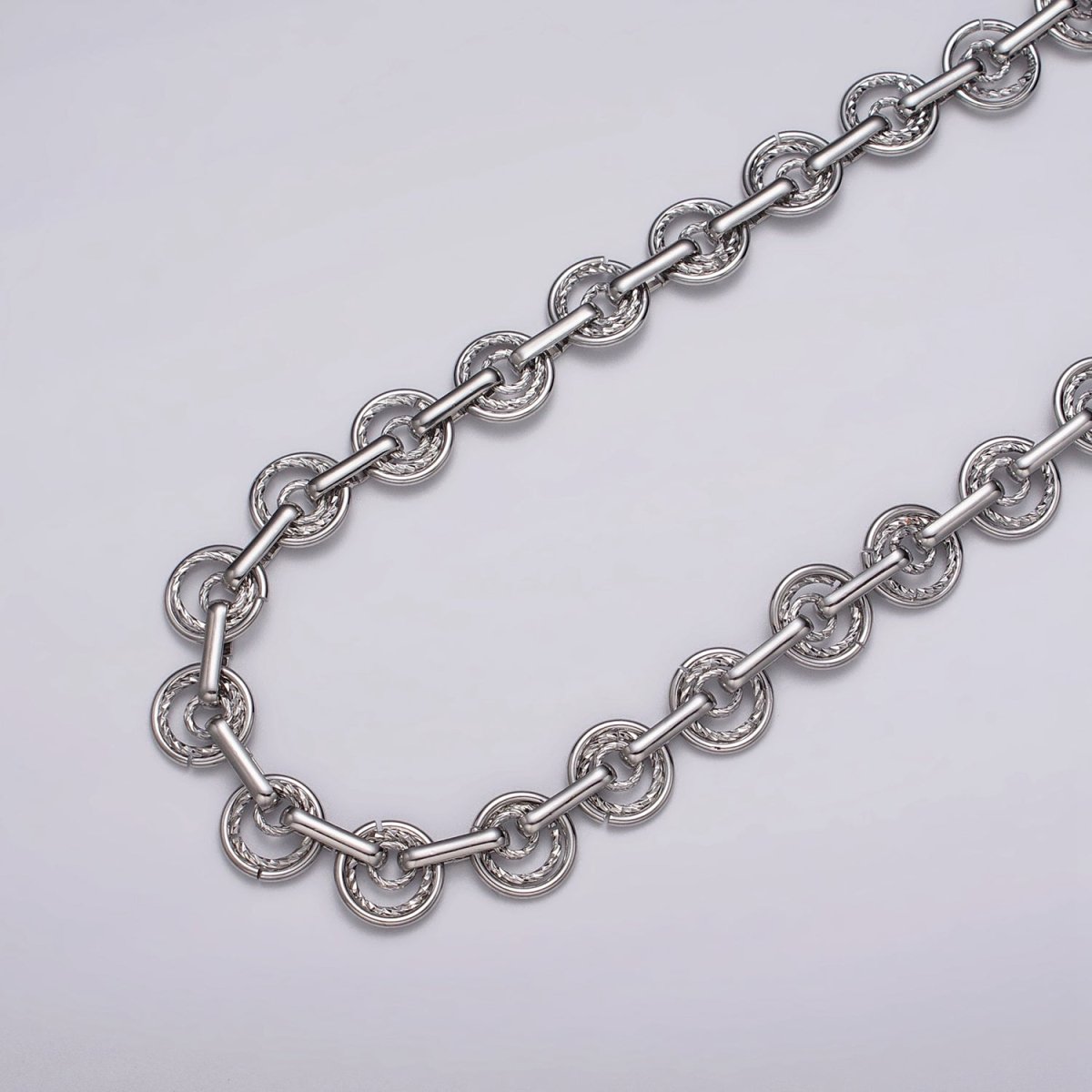 24k Gold Filled Statement Designed Textured Round Rolo Unfinished Statement Chain in Gold & Silver | ROLL-1135, ROLL-1136 Clearance Pricing - DLUXCA