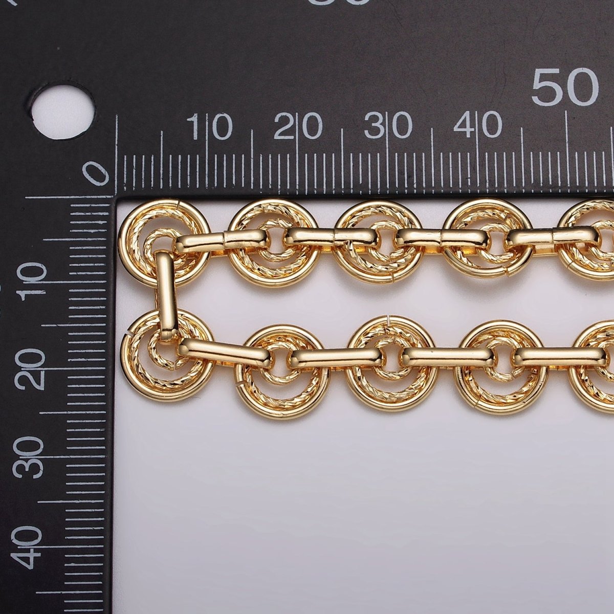 24k Gold Filled Statement Designed Textured Round Rolo Unfinished Statement Chain in Gold & Silver | ROLL-1135, ROLL-1136 Clearance Pricing - DLUXCA