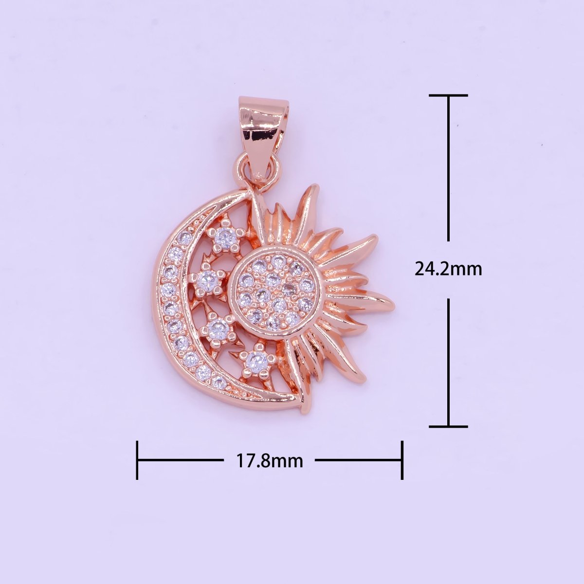 24K Gold Filled Sun and Moon Charm- Micro Pave Celestial Sunshine Charm, Crescent Moon, Sun ray Pendant for Necklace Earring Supply I-912 X-457 X-459 - DLUXCA