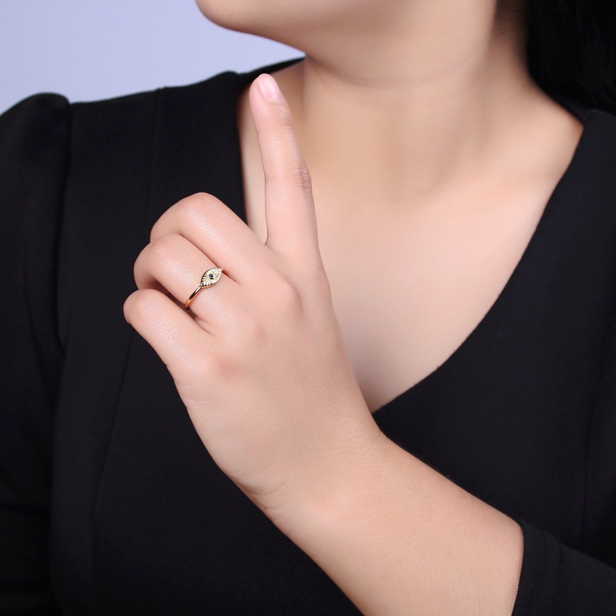 24K Gold Filled Sunburst Flower Adjustable Ring with Clear Green Fuchsia Pink Black Blue Crystal Zirconia CZ | U-412-U-416 - DLUXCA