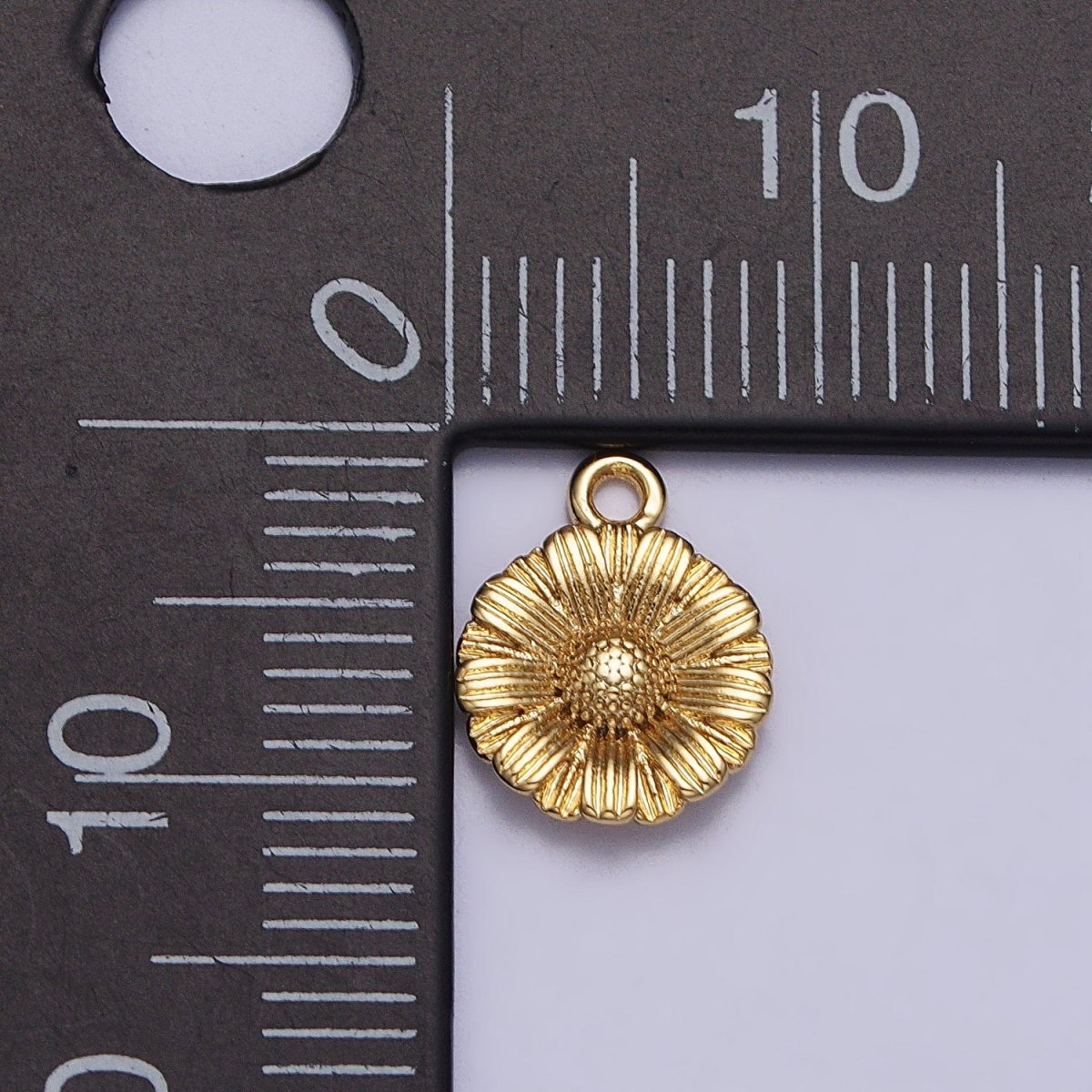 24K Gold Filled Sunflower Nature Line-Textured Round Add-On Charm in Gold & Silver | AC339 AC340 - DLUXCA