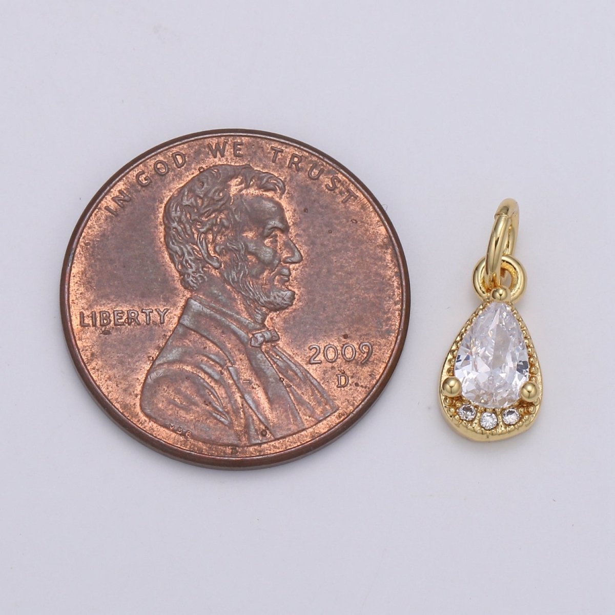 24K Gold Filled Tear Drop Crystal Charm E-079-E-081 - DLUXCA