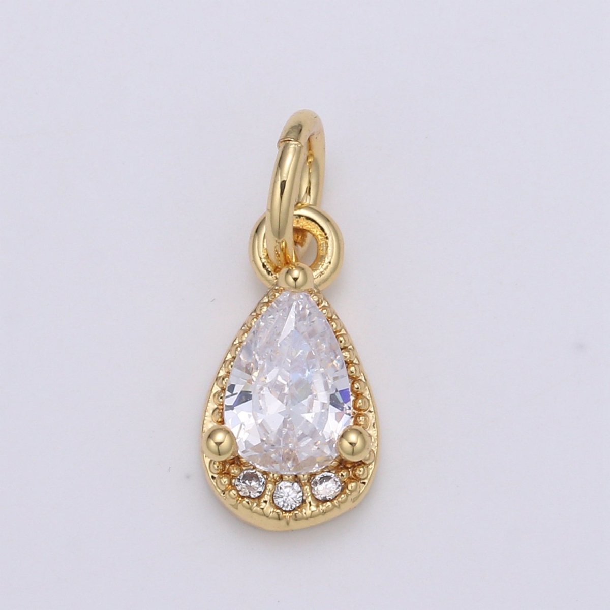 24K Gold Filled Tear Drop Crystal Charm E-079-E-081 - DLUXCA