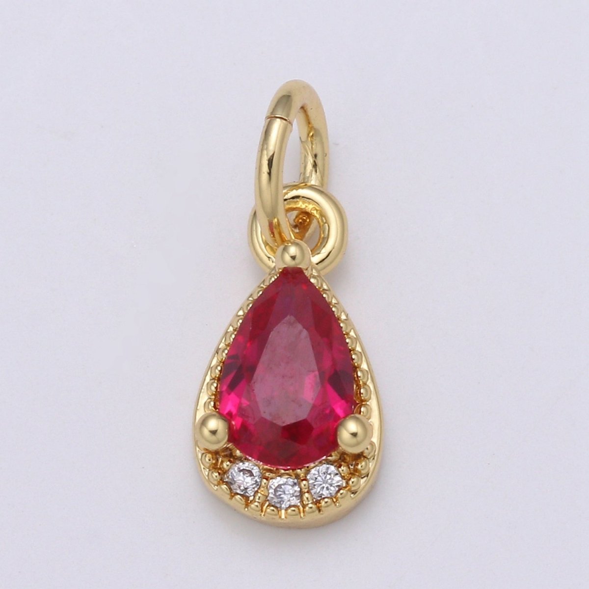 24K Gold Filled Tear Drop Crystal Charm E-079-E-081 - DLUXCA