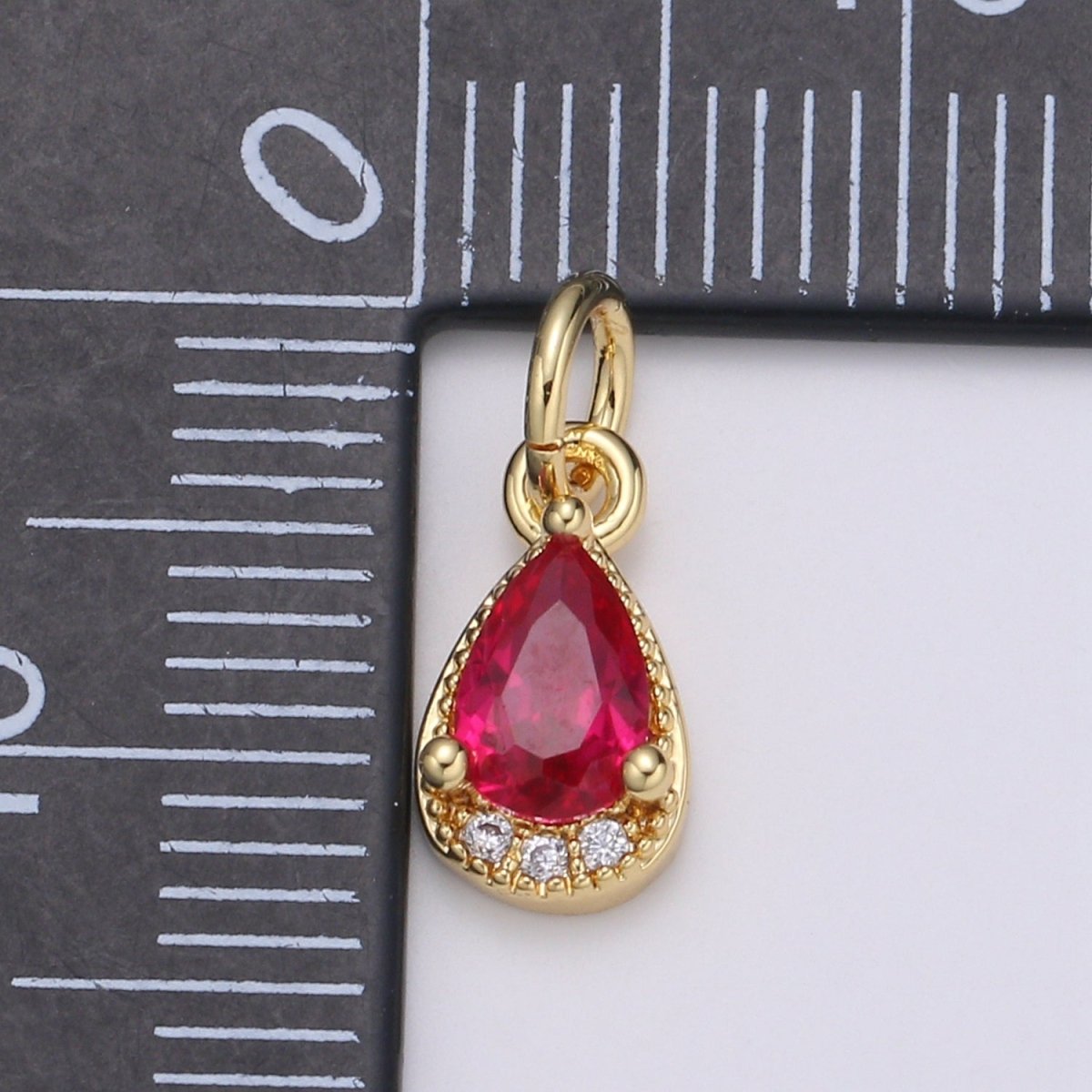24K Gold Filled Tear Drop Crystal Charm E-079-E-081 - DLUXCA