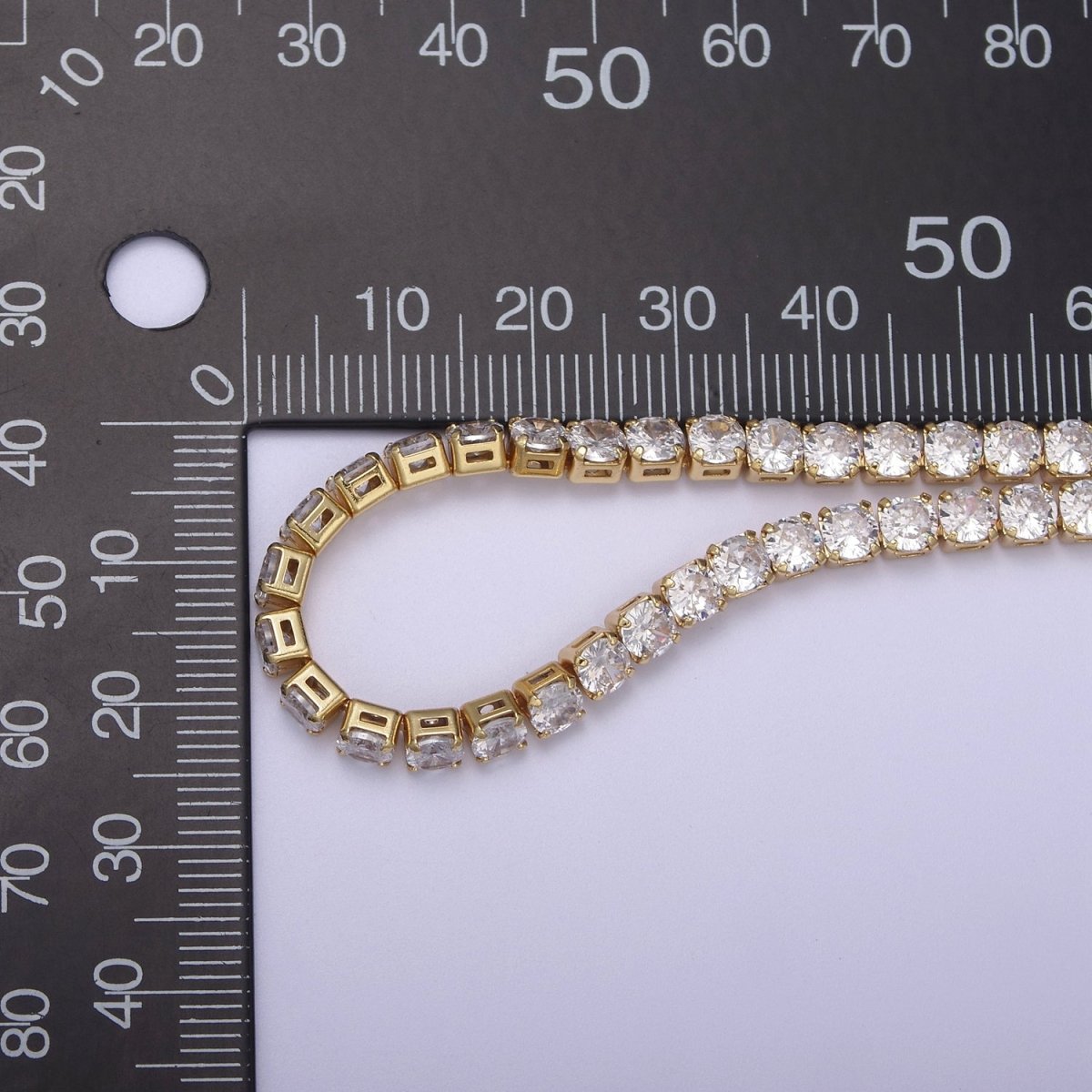 24K Gold Filled Tennis Chain, 4mm Unfinished Crystal Cubic Zirconia CZ Chain For Jewelry Making in Gold & Silver, Wholesale Supply For Diamond Necklace Bracelet Anklet | ROLL-684, ROLL-685 Clearance Pricing - DLUXCA