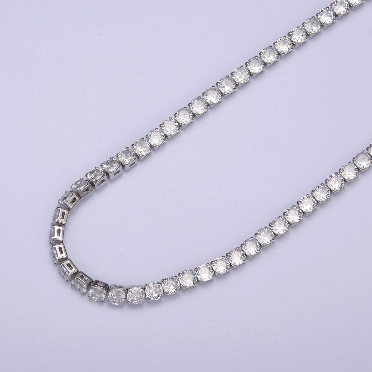 24K Gold Filled Tennis Chain, 4mm Unfinished Crystal Cubic Zirconia CZ Chain For Jewelry Making in Gold & Silver, Wholesale Supply For Diamond Necklace Bracelet Anklet | ROLL-684, ROLL-685 Clearance Pricing - DLUXCA