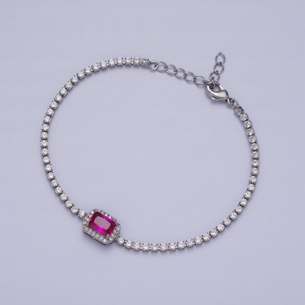 24k Gold Filled Tennis Chain Baguette Cubic Zirconia Bracelet Chain in Silver & Gold | WA-1286 - WA-1293 Clearance Pricing - DLUXCA