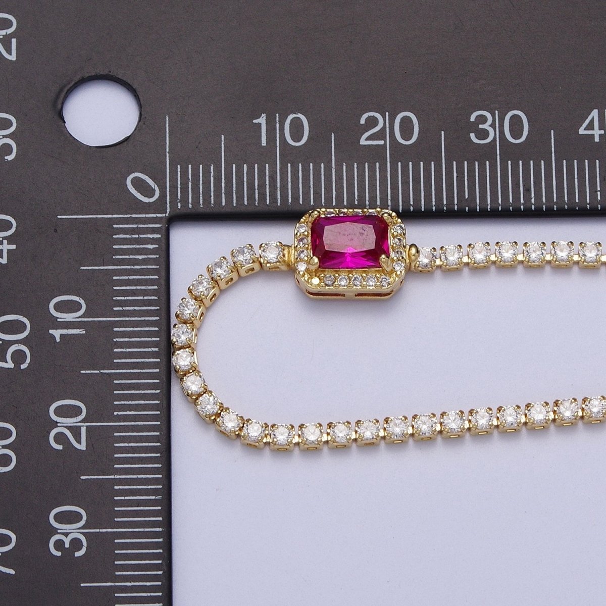24k Gold Filled Tennis Chain Baguette Cubic Zirconia Bracelet Chain in Silver & Gold | WA-1286 - WA-1293 Clearance Pricing - DLUXCA