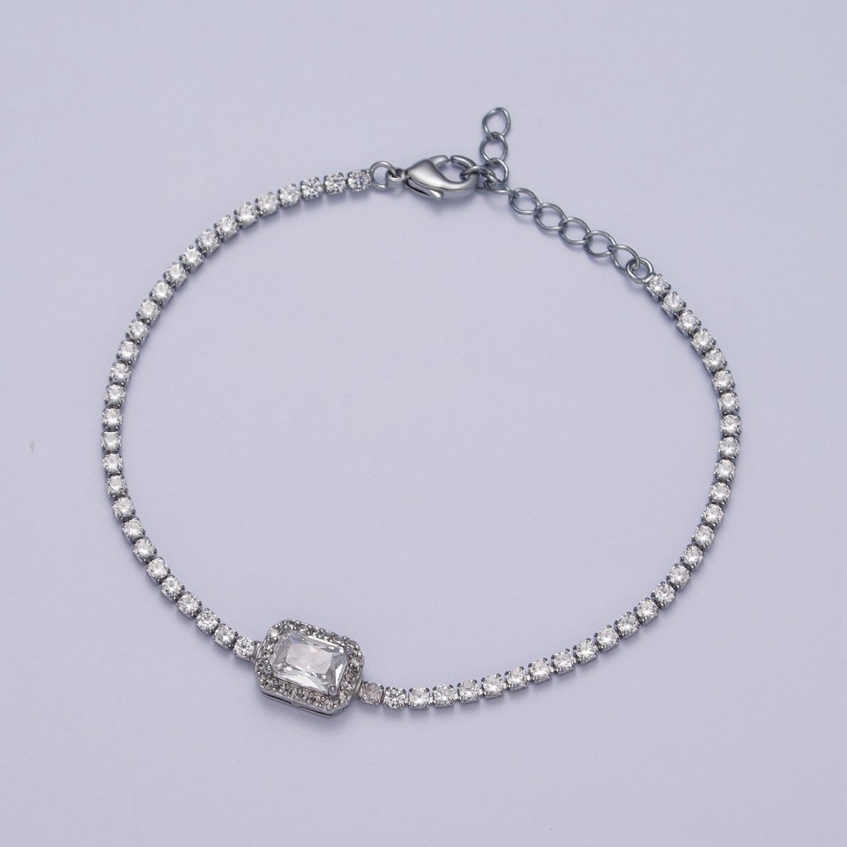 24k Gold Filled Tennis Chain Baguette Cubic Zirconia Bracelet Chain in Silver & Gold | WA-1286 - WA-1293 Clearance Pricing - DLUXCA