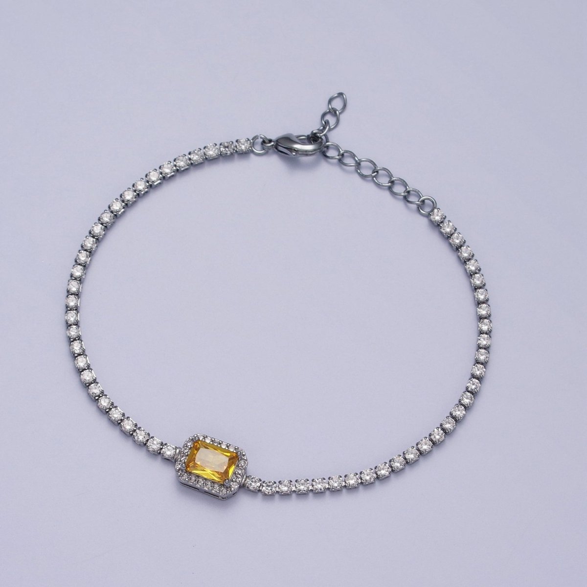 24k Gold Filled Tennis Chain Baguette Cubic Zirconia Bracelet Chain in Silver & Gold | WA-1286 - WA-1293 Clearance Pricing - DLUXCA