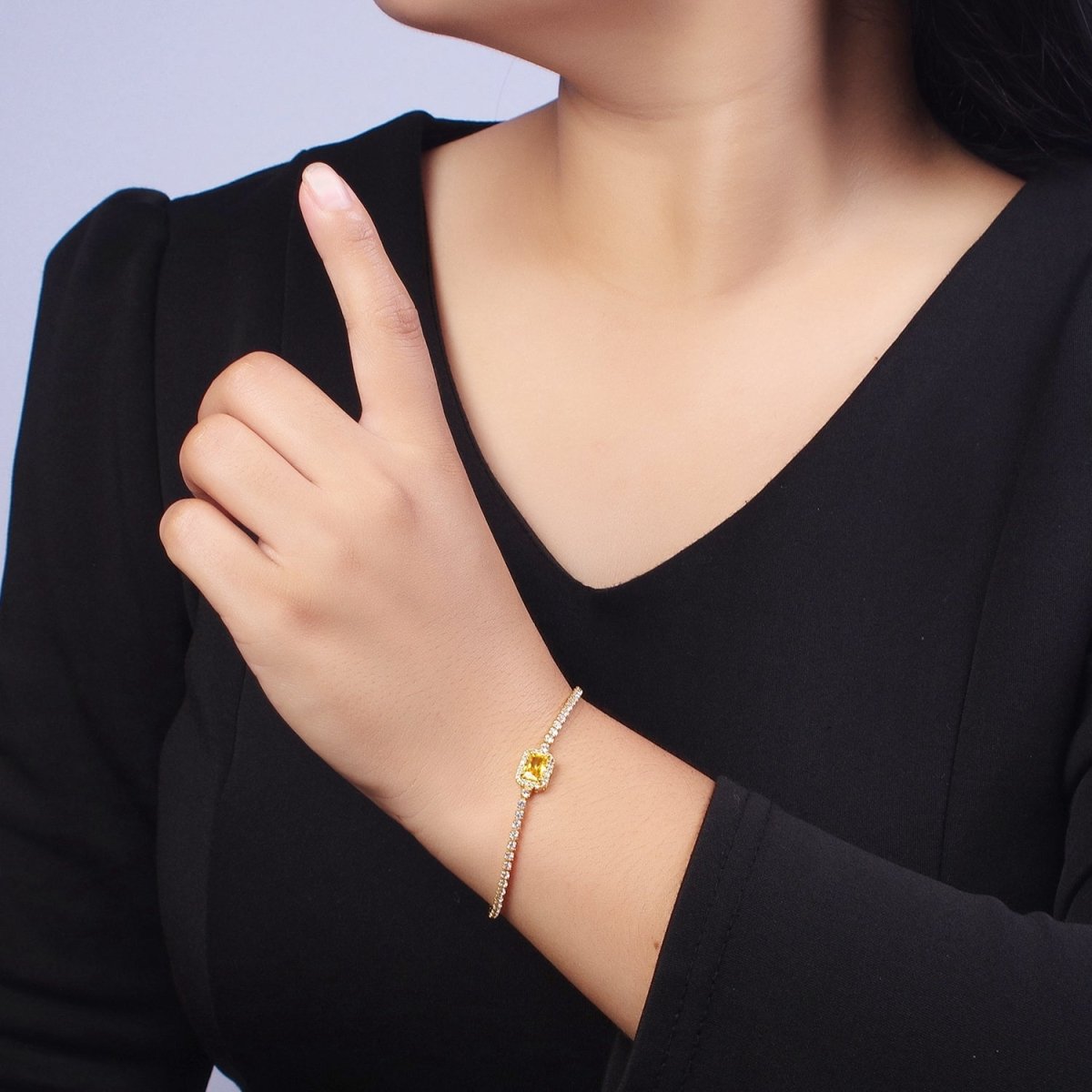 24k Gold Filled Tennis Chain Baguette Cubic Zirconia Bracelet Chain in Silver & Gold | WA-1286 - WA-1293 Clearance Pricing - DLUXCA