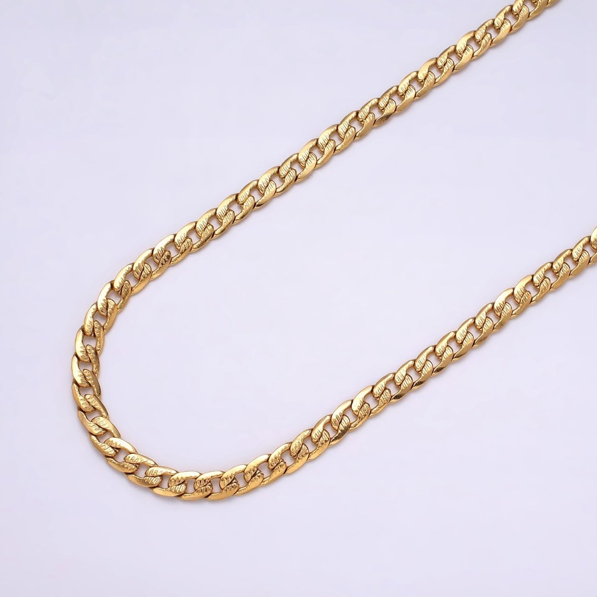 24k Gold Filled Textured Cuban Curb Chain 5.5mm Unfinished Unisex Curb Link Chain by Yard Wholesale Jewelry Making Supplies | ROLL-1311 ROLL-1312 Clearance Pricing - DLUXCA