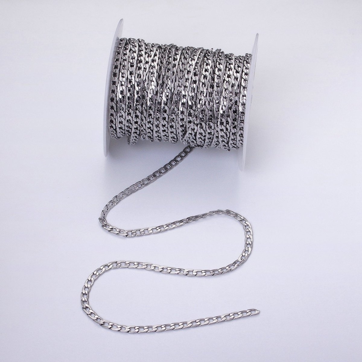 24K Gold Filled Textured Curb Chain in Gold or Silver Curb Link Unfinished Chain by Yard | ROLL-1291 ROLL-1292 Clearance Pricing - DLUXCA