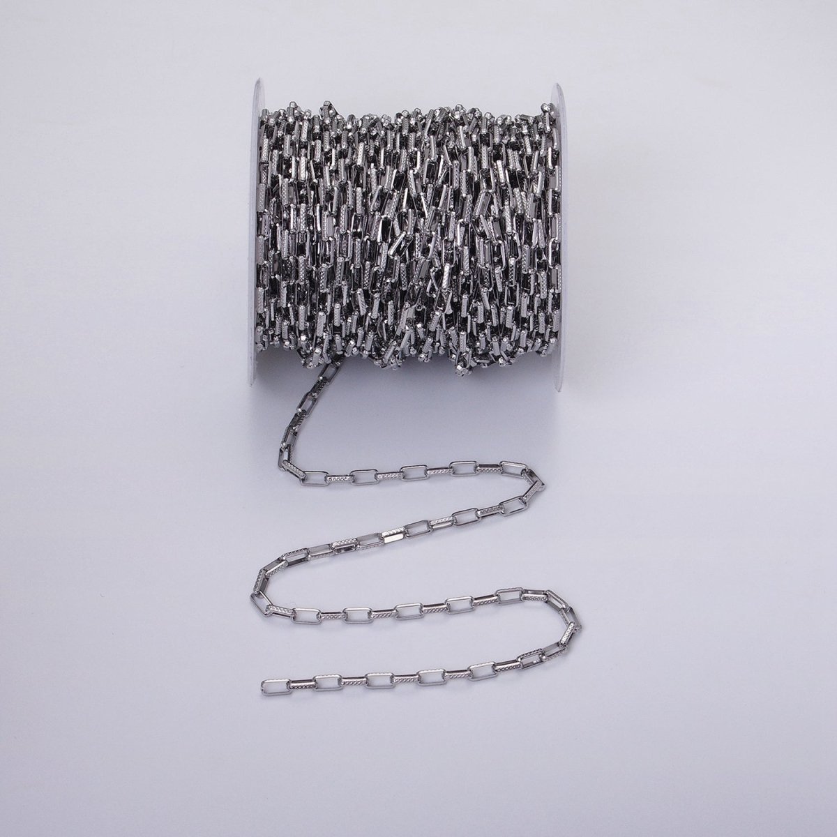 24K Gold Filled Textured Elongated PaperClip Chain Box Cable Chain by yard Wholesale Chain for Jewelry making | ROLL-1275 ROLL-1276 Clearance Pricing - DLUXCA