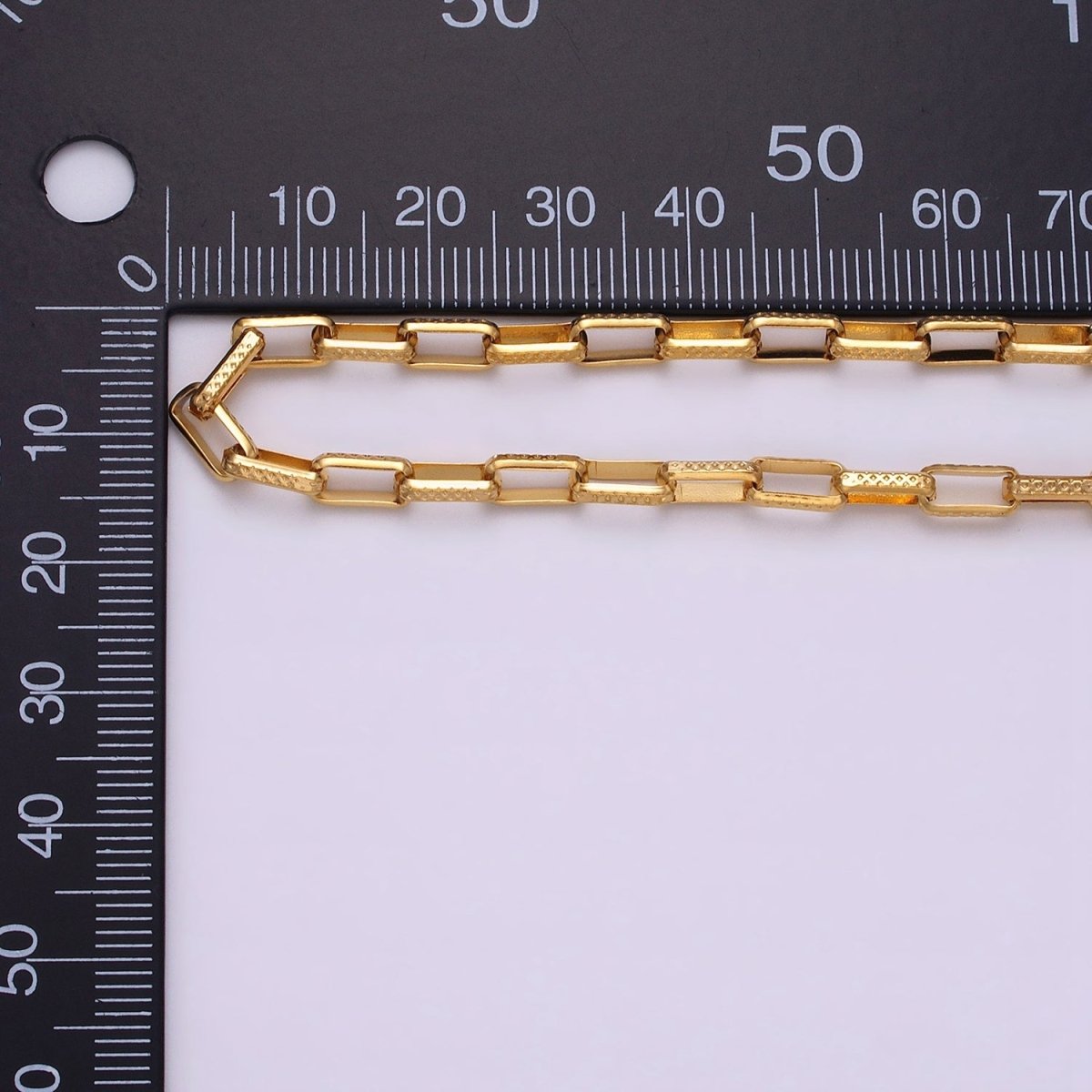 24K Gold Filled Textured Elongated PaperClip Chain Box Cable Chain by yard Wholesale Chain for Jewelry making | ROLL-1275 ROLL-1276 Clearance Pricing - DLUXCA