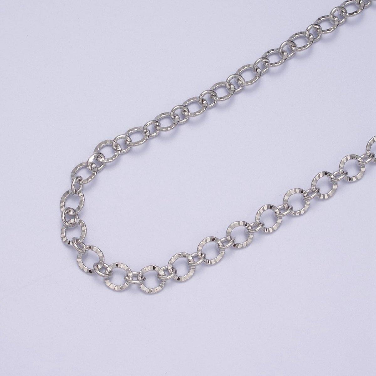 24K Gold Filled Textured Rolo Chain in Gold & Silver, 6mm Rolo Chain For Jewelry Making | ROLL-642, ROLL-643 Clearance Pricing - DLUXCA