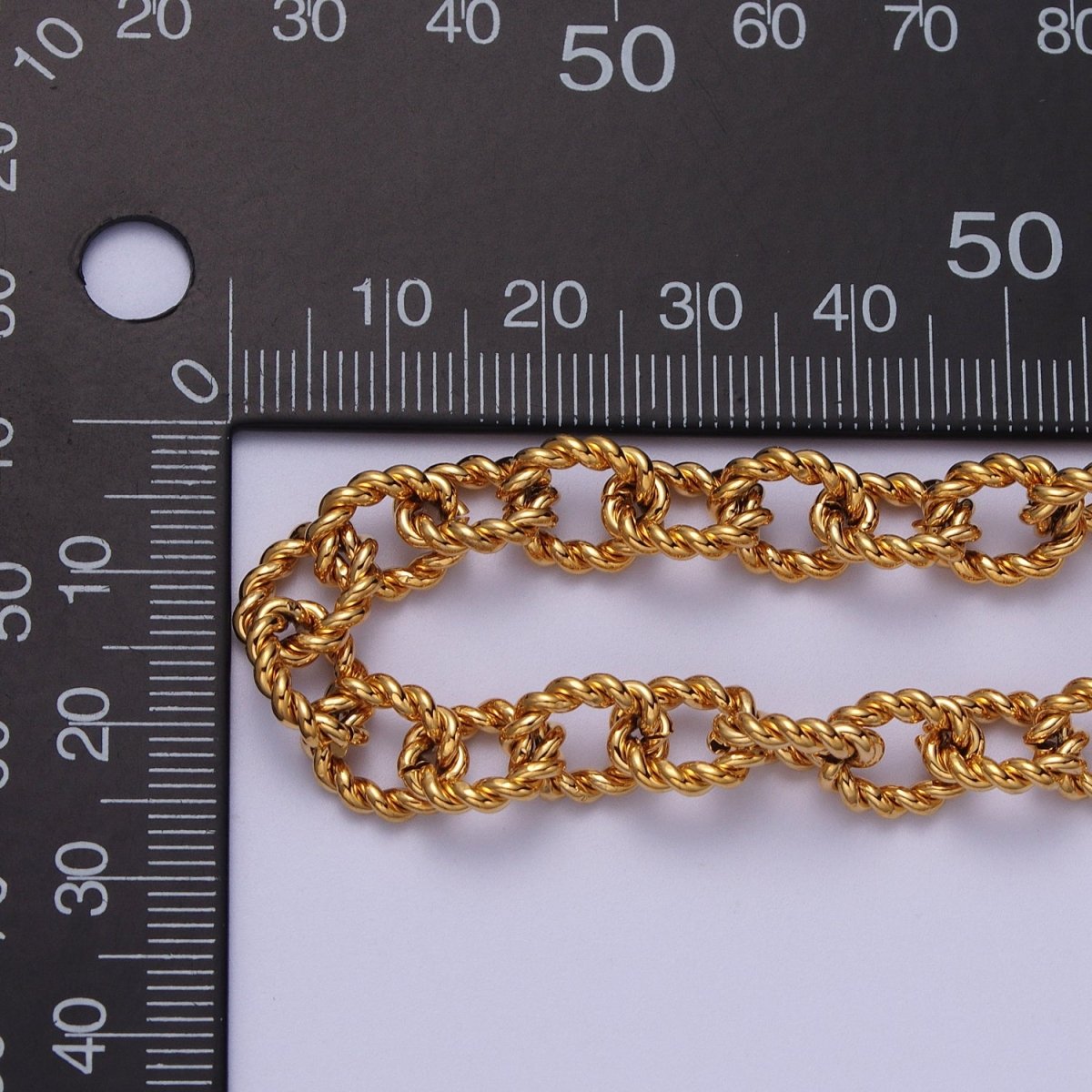 24K Gold Filled Textured Twist Cable Unfinished Chain in Gold & Silver | ROLL-974, ROLL-975 Clearance Pricing - DLUXCA