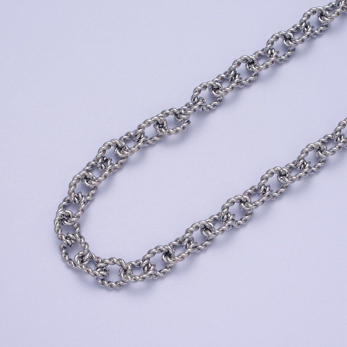 24K Gold Filled Textured Twist Cable Unfinished Chain in Gold & Silver | ROLL-974, ROLL-975 Clearance Pricing - DLUXCA