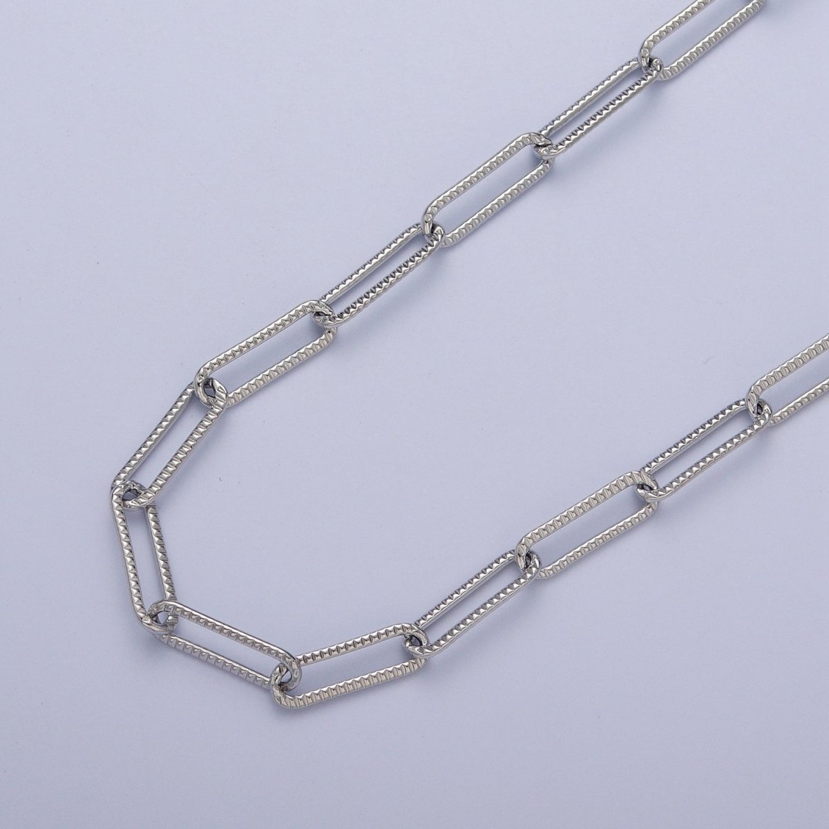 24K Gold Filled Textured Unique Paperclip Chain by Yard For Wholesale Supply in Gold & Silver | ROLL-844 ROLL-845 Clearance Pricing - DLUXCA