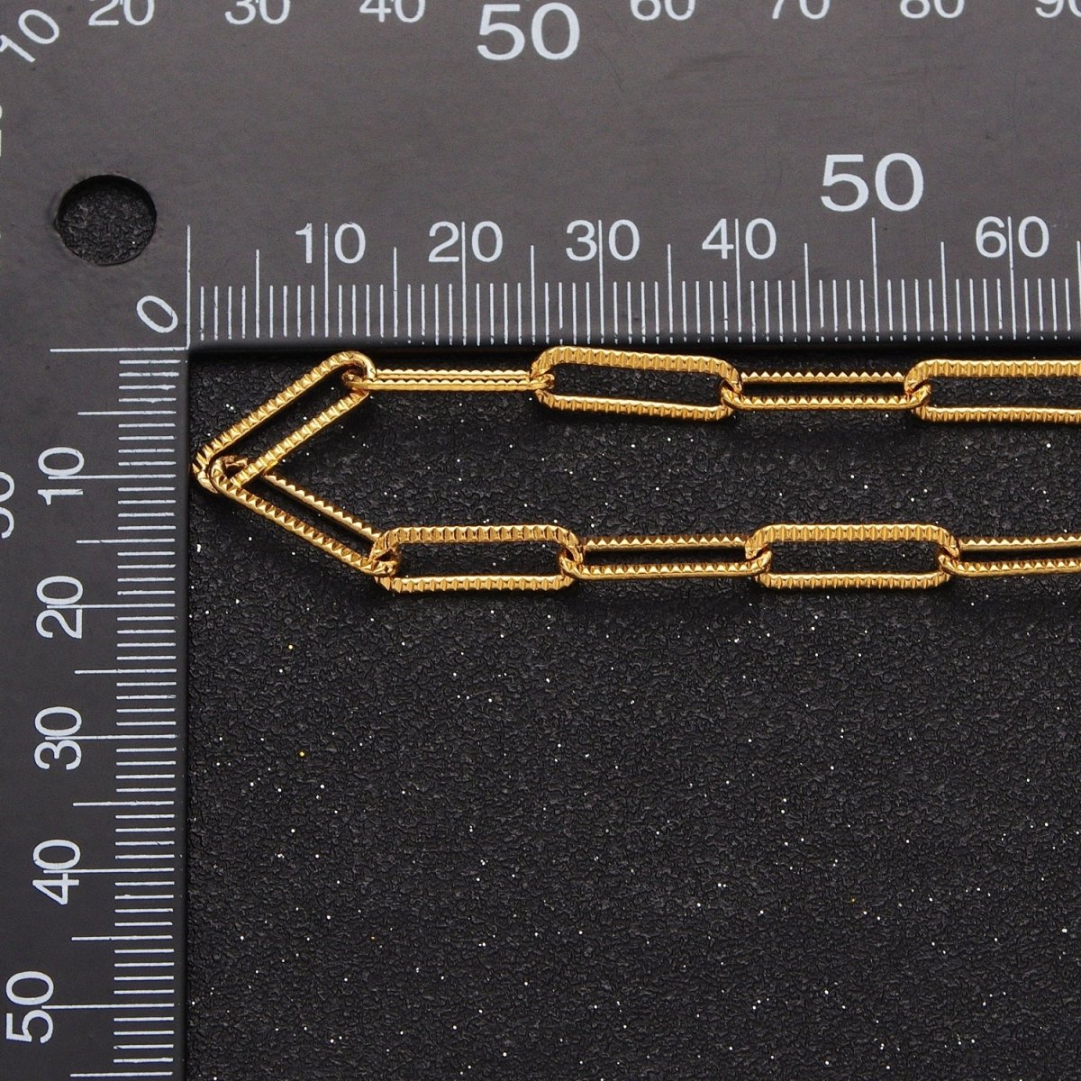 24K Gold Filled Textured Unique Paperclip Chain by Yard For Wholesale Supply in Gold & Silver | ROLL-844 ROLL-845 Clearance Pricing - DLUXCA