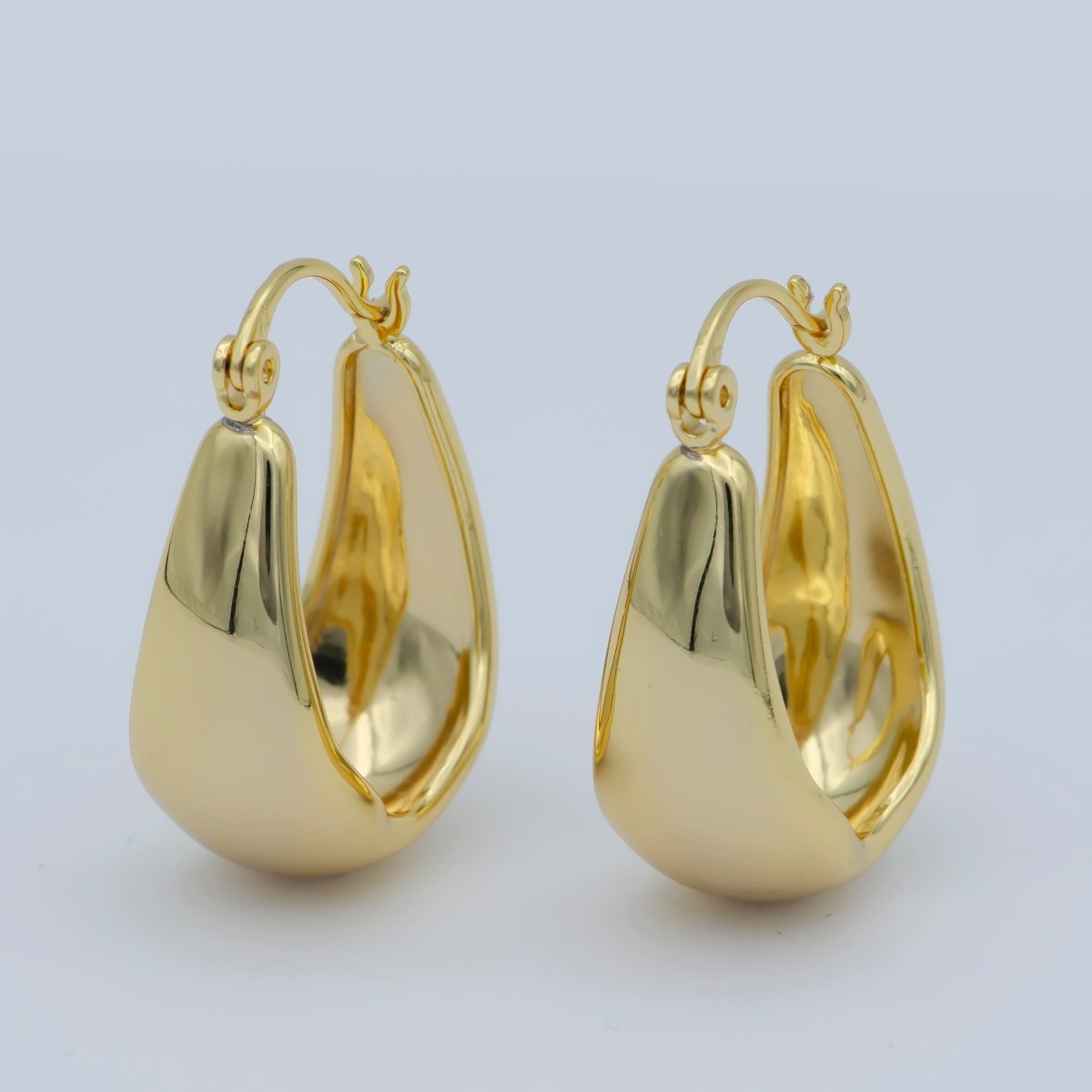 24k Gold Filled Thick Hoops - Gold Thick Hoop Earrings - Chunky Thick Hoops - Light Weight Hoops Dome Earring P-264 - DLUXCA