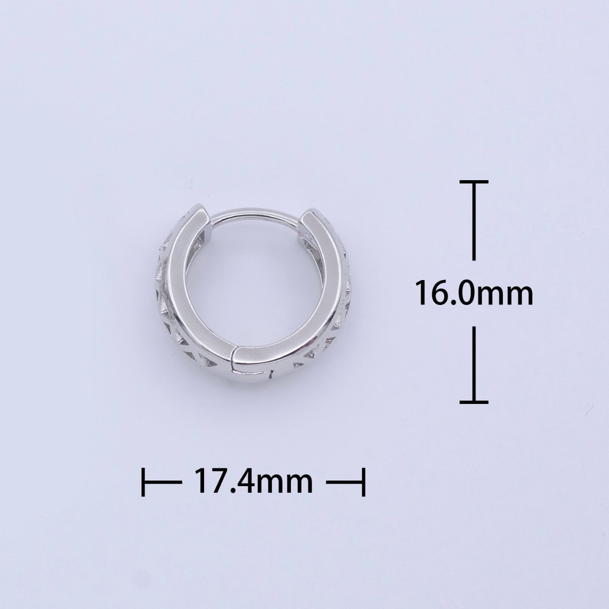 24K Gold Filled Triangle Filigree Huggie Hoop Earrings in Gold & Silver T-040 Y-269 - DLUXCA