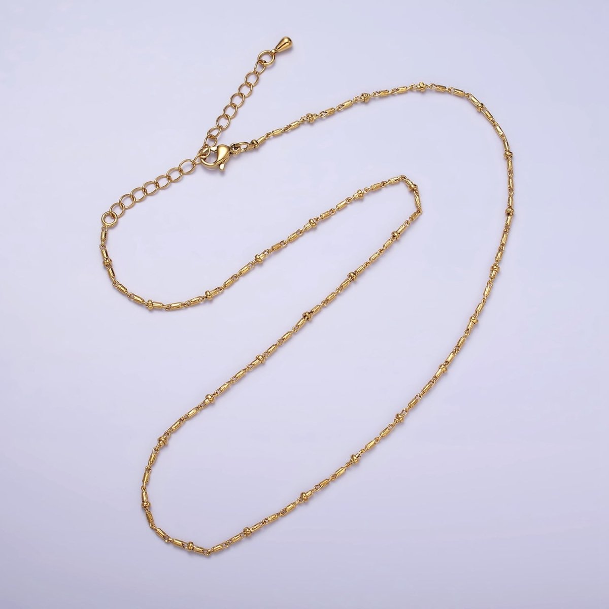 24K Gold Filled Tube Chain With Gold Beads For Wholesale Necklace Dainty Satellite Chain Jewelry Making Supplies | WA-1857 WA-1858 Clearance Pricing - DLUXCA