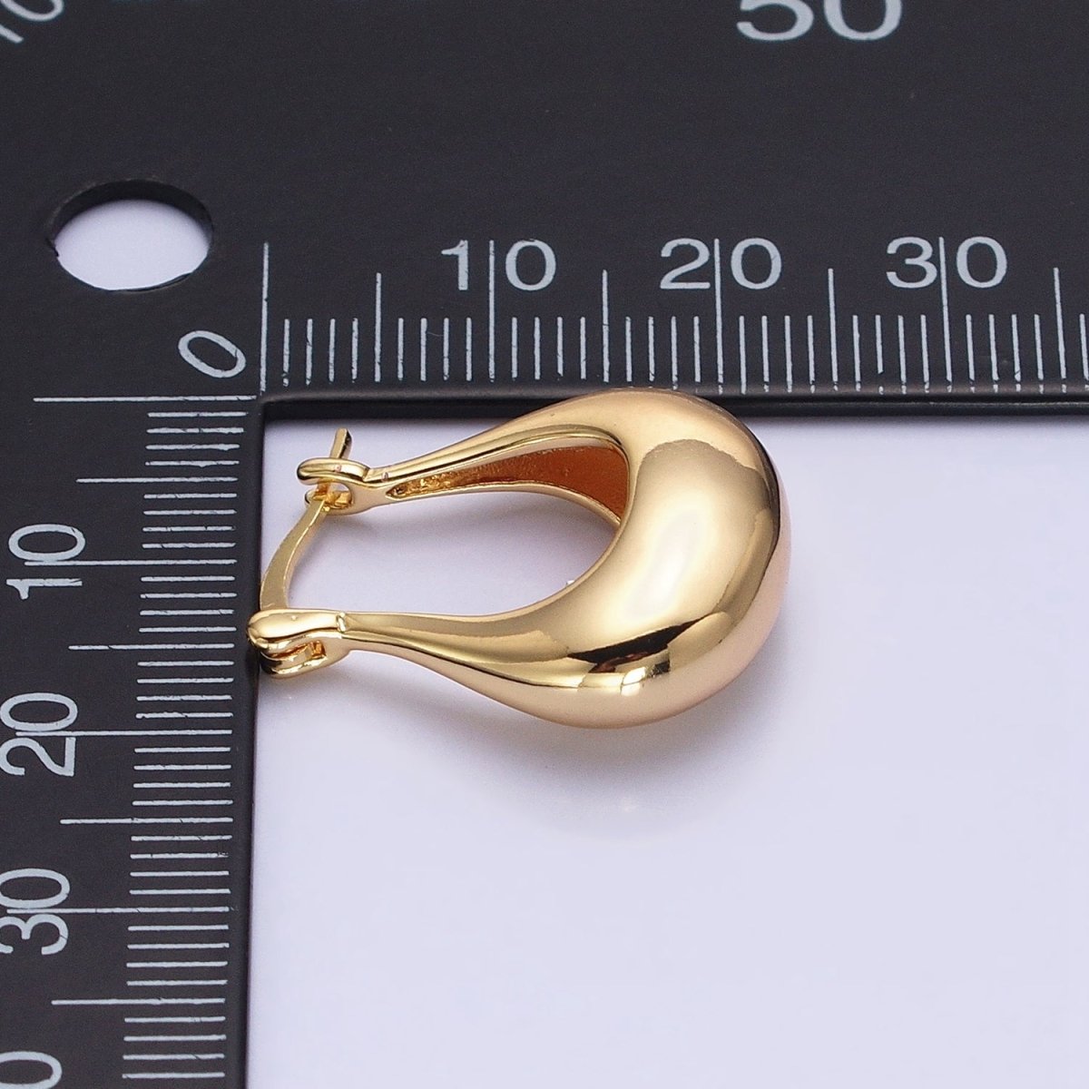 24K Gold Filled U-Shaped Chubby Dome Latch Earrings in Gold & Silver | AB-1405 AB-1406 - DLUXCA