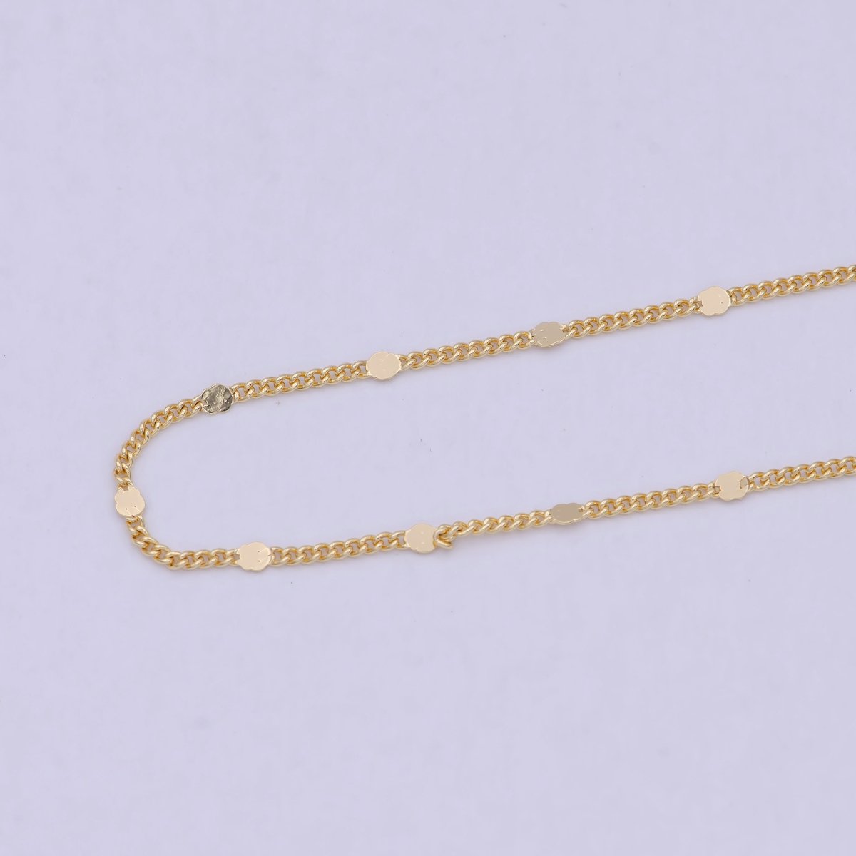 24K Gold Filled Unique Curb Unfinished Chain by Yard, Dainty 2mm Flat Tube Link, Wholesale Unique Bulk Roll For Jewelry Making | ROLL-715 Clearance Pricing - DLUXCA