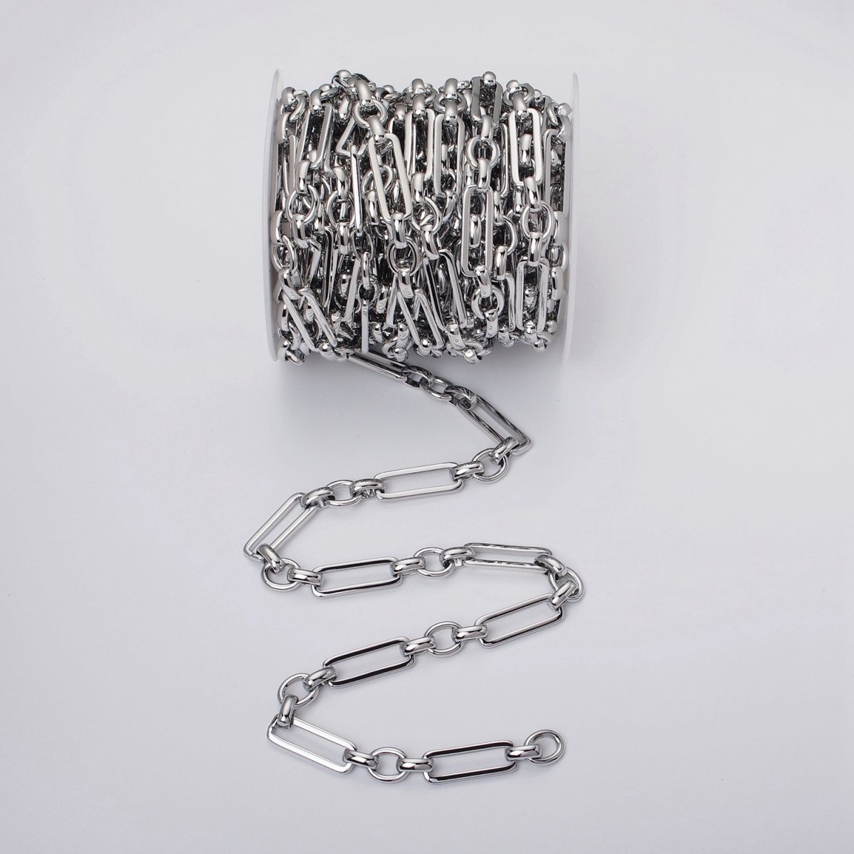 24k Gold Filled Unique PaperClip Figaro Long and Short Fancy Unfinished Chain by Yard in Gold & Silver | ROLL-1125 ROLL-1196 Clearance Pricing - DLUXCA