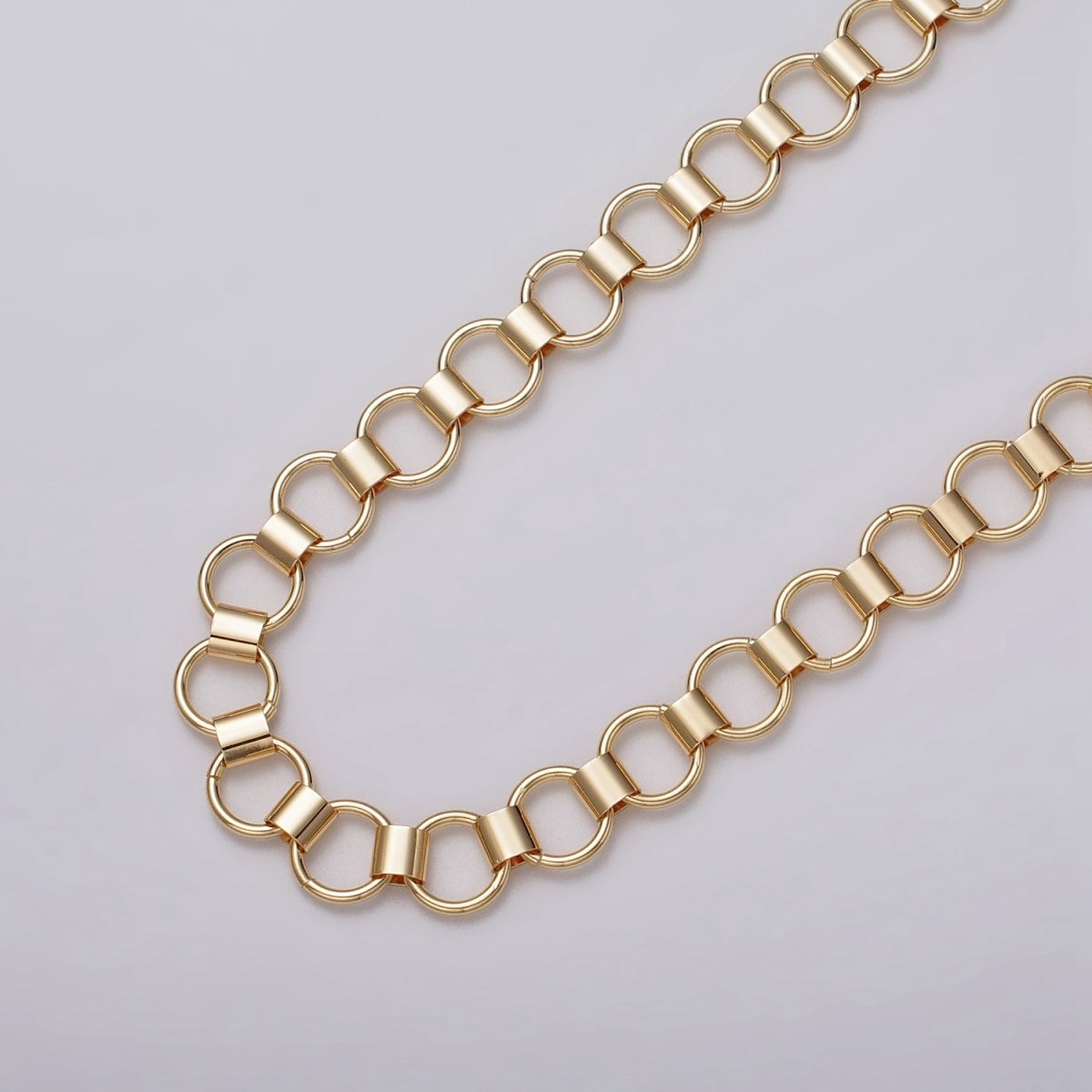 24k Gold Filled Unique Rolo 9mm Unfinished Chain by Yard in Gold & Silver | ROLL-1133, ROLL-1134 Clearance Pricing - DLUXCA
