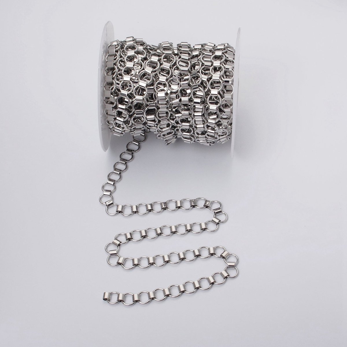 24k Gold Filled Unique Rolo 9mm Unfinished Chain by Yard in Gold & Silver | ROLL-1133, ROLL-1134 Clearance Pricing - DLUXCA